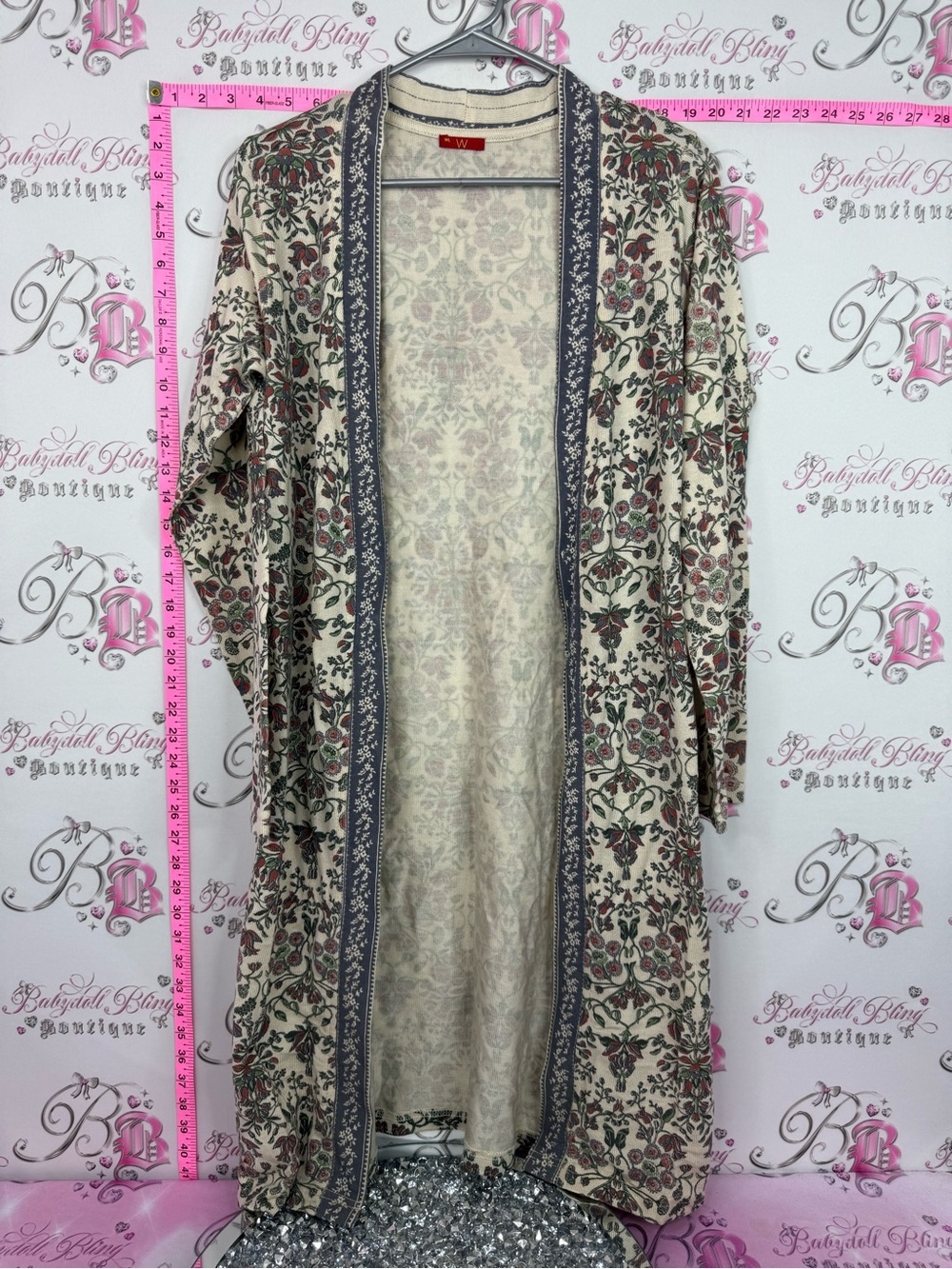 W for Women cardigan Cream Cardigan with Rose and Sage Floral Print